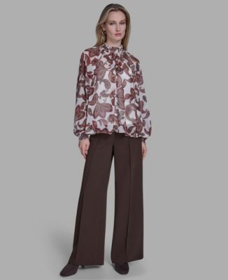 BCBG - Women's Smocked High Neck Top