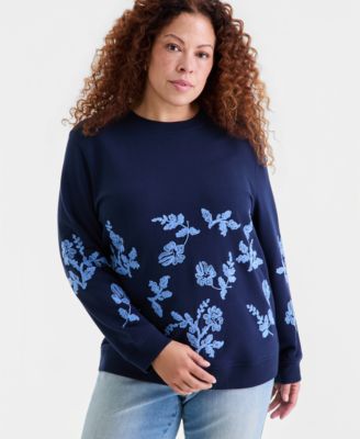 Style & Co - Plus Size Floral Embroidered Sweatshirt