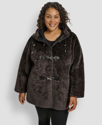 DKNY - Plus Size Hooded Toggle Coat
