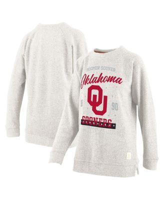 Pressbox - Women's Oatmeal Oklahoma Sooners Plus Size Comfy Cairo Terry Pullover Sweatshirt