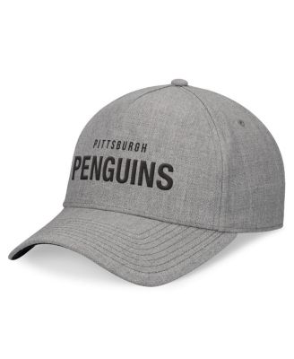 Fanatics - Men's Heather Gray Pittsburgh Penguins Elements A-Frame Leather Strapback Hat