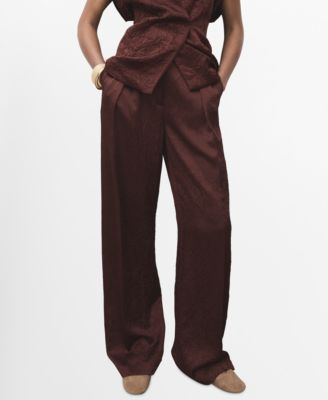 MANGO - Women's Straight-Leg Crinkled-Effect Pants