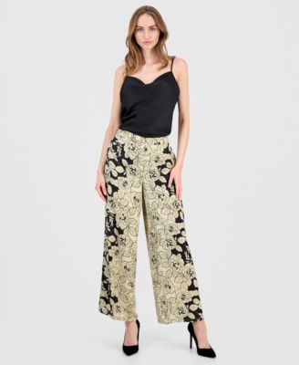 T Tahari - Women's Printed Pull-On Wide-Leg Pants