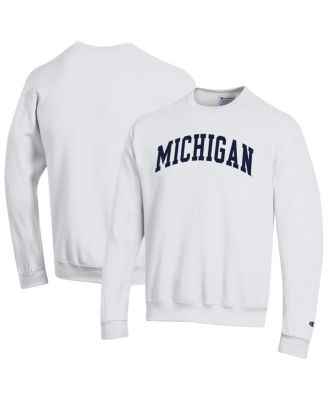 Champion - Men's White Michigan Wolverines Basic Arch Fleece Pullover Sweatshirt