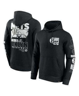Fanatics - Men's Black Brooklyn Nets Game Time Crossover Pullover Hoodie