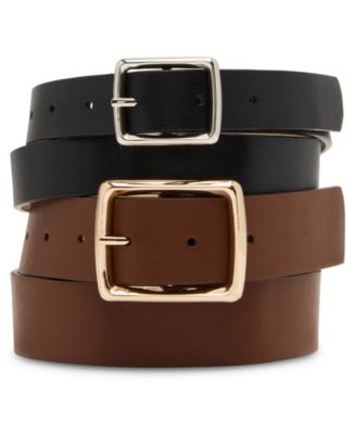 Steve Madden - Women's 2 Piece Smooth and Textured Belts