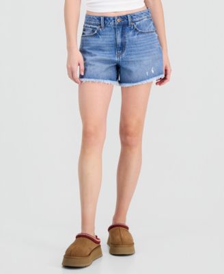 Rewash - Juniors' Super High-Rise Denim Shorts