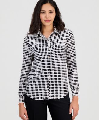 Anne Klein - Women's Printed Button-Front Shirt