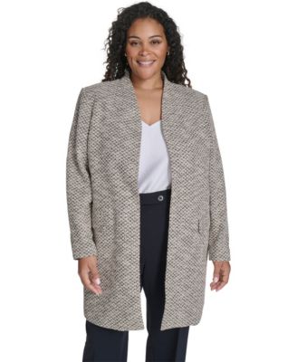 Calvin Klein - Plus Size Collarless Shoulder Padded Jacket
