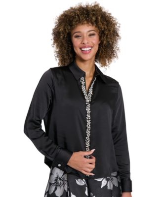 Muse - Women's Long-Sleeve Satin Blouse