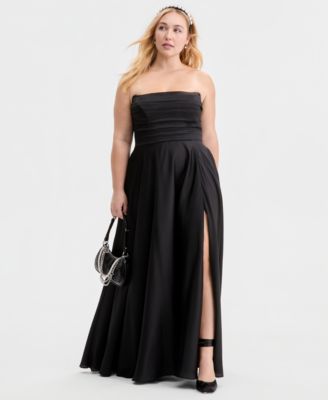B Darlin - Trendy Plus Size Strapless Pleated Gown