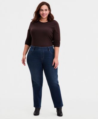 Style & Co - Plus Size Pull-On Shaping High-Rise Straight-Leg Jeans