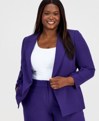 Tahari ASL - Plus Size One-Button Long-Sleeve Blazer