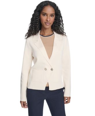 Tommy Hilfiger - Women's Double Breasted Peak Lapel Sweater Jacket