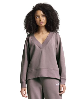 Puma - Women's Essential V-Neck Crew Sweatshirt