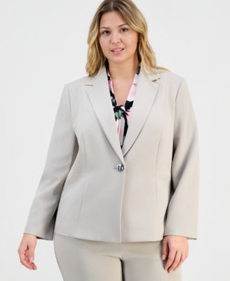 Kasper - Plus Size Stretch-Crepe Single-Button Jacket