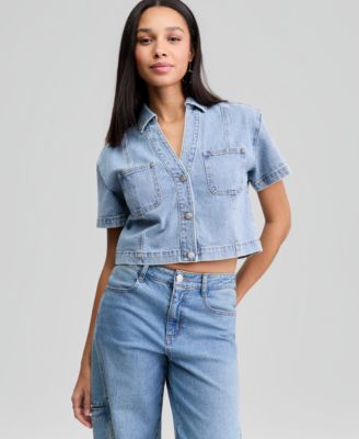 And Now This - Women's Patchwork Denim Shirt