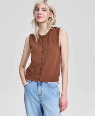 And Now This - Women's Button-Front Crewneck Vest