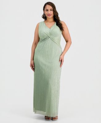 Connected - Plus Size Twisted Metallic Jersey Maxi Dress