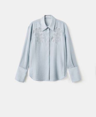 MANGO - Women's Embroidered Lyocell Blouse