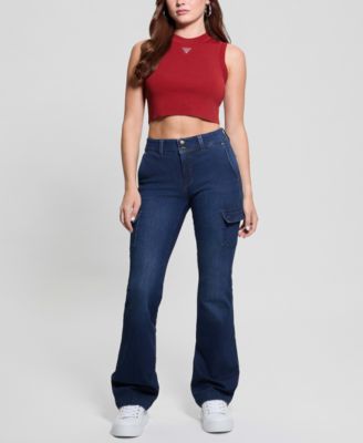 GUESS - Women's Cargo Mini Bootcut Jeans