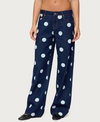 Women's Leyah Polka Dot Low Rise Baggy Jeans image