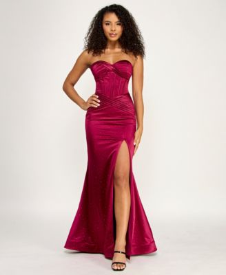 B Darlin - Women's Strapless Front Slit Dress