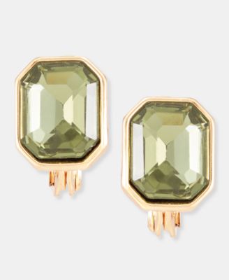 Anne Klein - Emerald-Cut Stone Clip-On Button Earrings