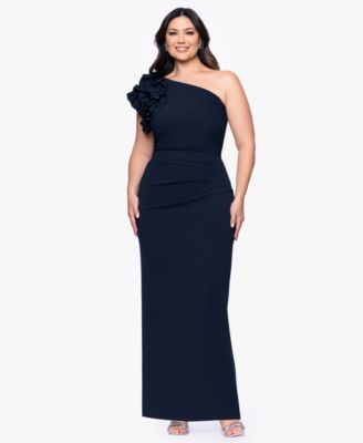 XSCAPE - Plus Size One-Shoulder Ruffle Dress