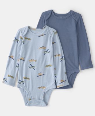 Carter's - PurelySoft by Baby Boys' Plane Print Round Neck Bodysuits, Pack of 2
