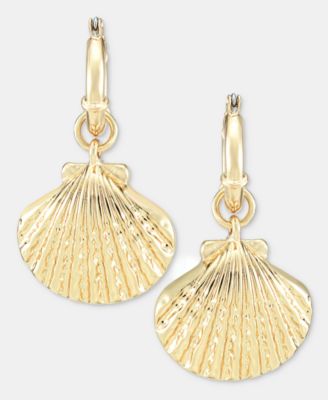 On 34th - Shell Charm Hoop Earrings