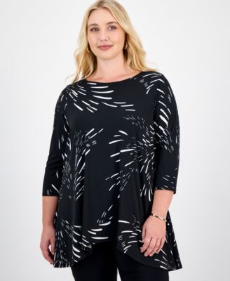 JM Collection - Plus Size Flash Fireworks Swing Top
