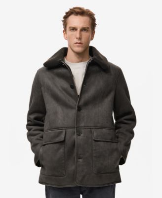 MANGO - Men's Faux-Shearling Suede Jacket