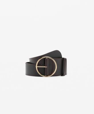 MANGO - Women's Rounded Buckle Leather Belt