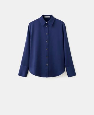 MANGO - Women's Satin Finish Flowy Shirt