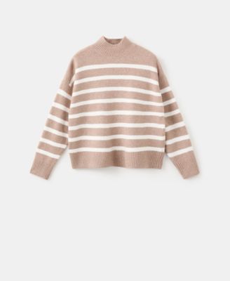MANGO - Women's Oversized Striped Turtleneck Sweater