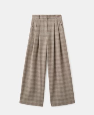 MANGO - Women's Wide-Leg Check Suit Pants