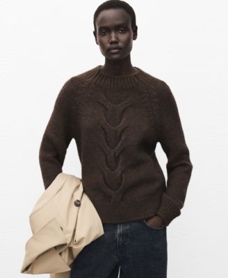 MANGO - Women's Perkins Neck Braided Sweater