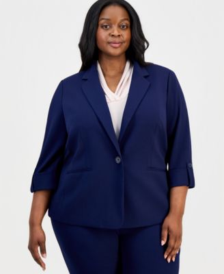 Plus Size 3/4-Sleeve One-Button Jacket image