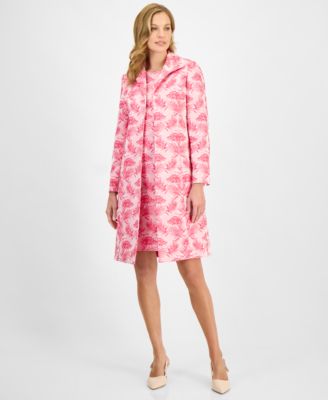 Kasper - Women's Printed Open-Front Longline Jacket
