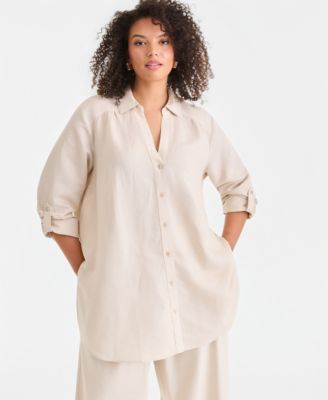 I.N.C. International Concepts - Plus Size Linen-Blend Tunic