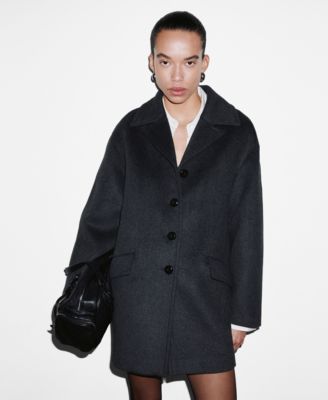 MANGO - Women's Buttons Wool-Blend Coat