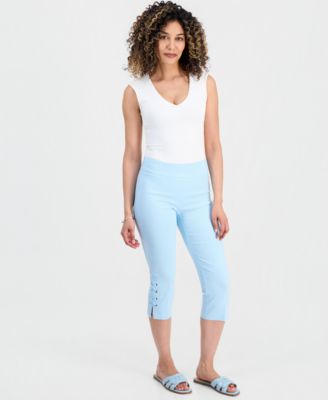 JM Collection - Petite Side-Lace-Up Capri Pants