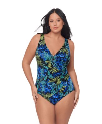 Miraclesuit - Plus Size V-Neck One-Piece Swimsuit