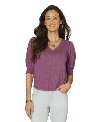 Democracy - Petite Elbow-Sleeve Knit Top