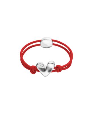 UNOde50 - Red elastic thread sterling silver plated bracelet with heart