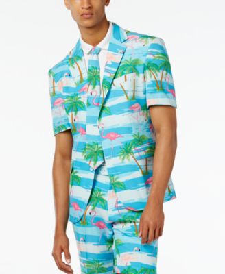 OppoSuits - Men's Flaminguy Slim-Fit Tropical-Print Suit & Tie