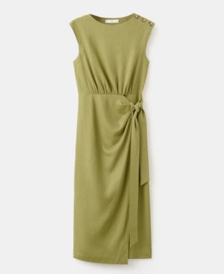 MANGO - Women's Linen Wrap Dress