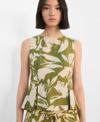 MANGO - Women's Pleated Panels Peplum Top