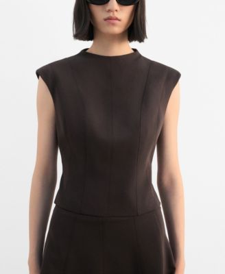 MANGO - Women's Wide Straps Fitted Top